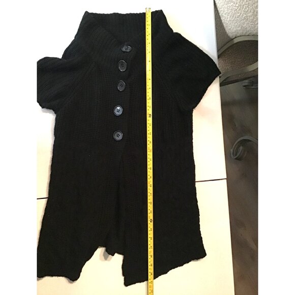 FADED GLORY-WOMENS BLACK SHORT SLEEVE CROCHE SWEATER VEST BUTTON CLOSURE SIZE XS - Picture 6 of 6